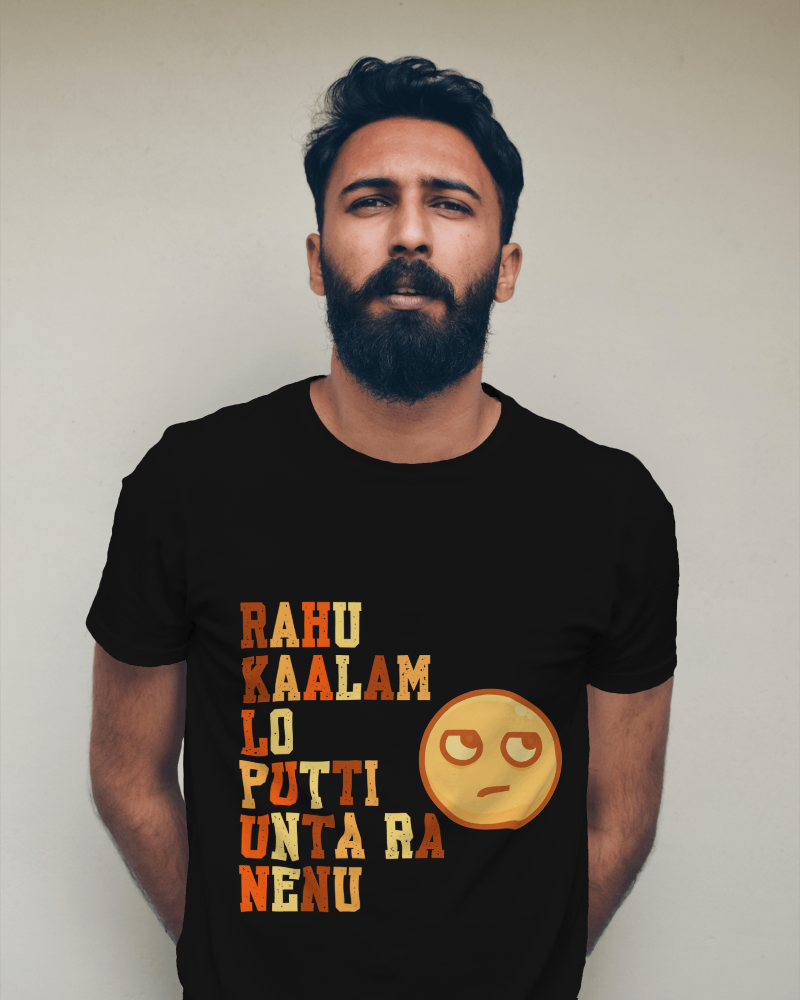 Rahu Kaalam Lo Putti Unta Ra Nenu – Badass Telugu T-Shirt - Men classic crewneck Tshirt